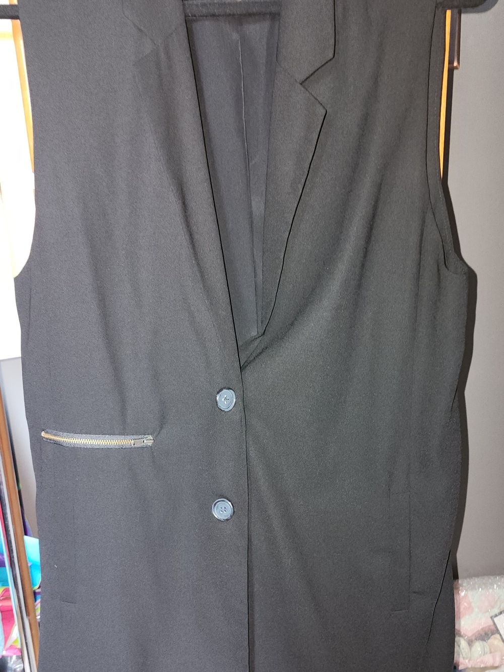 Leith Black Sleeveless Blazer Vest w/Zip Pocket & 2 Side Pockets $45